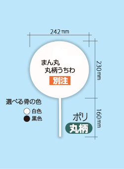 まん丸丸柄うちわの寸法図